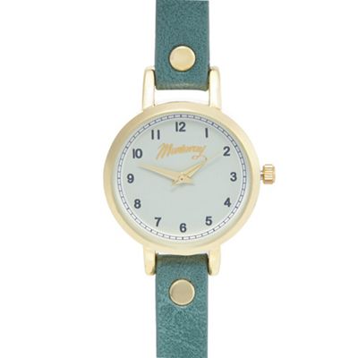 Ladies' dark turquoise and gold analogue watch